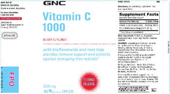 GNC Vitamin C 1000 With Bioflavonoids And Rose Hips - supplement