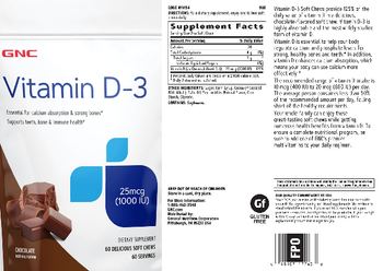 GNC Vitamin D-3 25 mcg (1000 IU) Chocolate - supplement