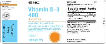 GNC Vitamin D-3 400 - supplement