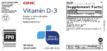 GNC Vitamin D-3 50 mcg (2000 IU) - supplement