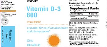 GNC Vitamin D-3 800 - supplement
