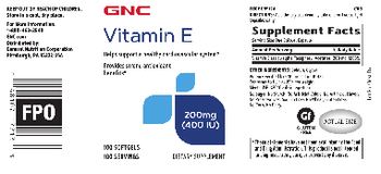 GNC Vitamin E 200 mg (400 IU) - supplement