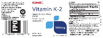 GNC Vitamin K-2 100 mcg - supplement