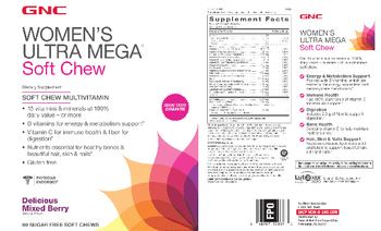 GNC Women's Ultra Mega Soft Chew Multivitamin Delicious Mixed Berry - supplement