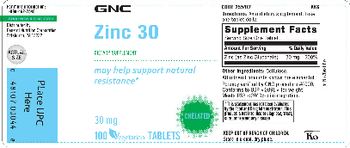 GNC Zinc 30 - supplement