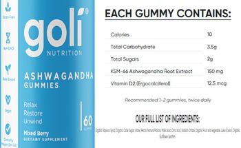 Goli Nutrition Ashwagandha Gummies Mixed Berry - supplement