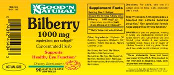 Good 'N Natural Bilberry 1000 mg - supplement