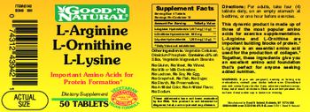 Good 'N Natural L-Arginine L-Ornithine L-Lysine - supplement