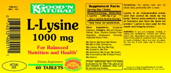 Good 'N Natural L-Lysine 1000 mg - supplement