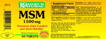 Good 'N Natural MSM 1500 mg - supplement