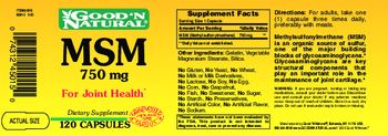 Good 'N Natural MSM 750 mg - supplement