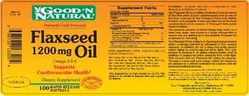 Good 'N Natural Natural Cold Pressed Flaxseed Oil 1200 mg - supplement