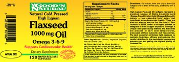 Good 'N Natural Natural Cold Pressed High Lignan Flaxseed Oil 1000 mg Omega 3-6-9 - supplement