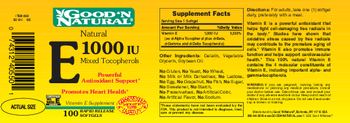 Good 'N Natural Natural E 1000 IU Mixed Tocopherols - vitamin e supplement
