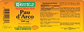 Good 'N Natural Pau d'Arco 500 mg - supplement