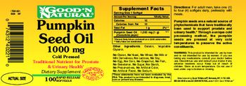 Good 'N Natural Pumpkin Seed Oil 1000 mg - supplement