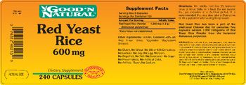 Good 'N Natural Red Yeast Rice 600 mg - supplement