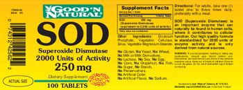 Good 'N Natural SOD Superoxide Dismutase 2000 Units Of Activity 250 mg - supplement