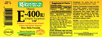 Good 'N Natural Vitamin E-400 IU Dl-Alpha Tocopheryl USP - supplement
