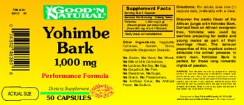 Good 'N Natural Yohimbe Bark 1,000 mg - supplement