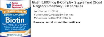 Good Neighbor Pharmacy Biotin 5000 mcg/B-Complex - supplement