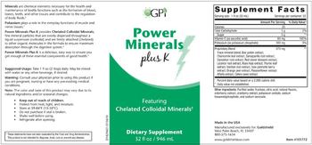 GPI Power Minerals Plus K - supplement