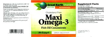 Great Earth Vitamins Cholesterol Free Maxi Omega-3 - supplement