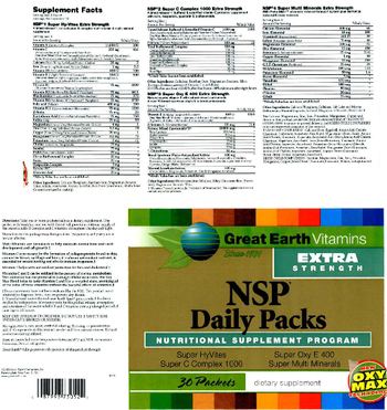 Great Earth Vitamins Extra Strength NSP Daily Packs NSP 1 Super Hy-Vites Extra Strength - supplement