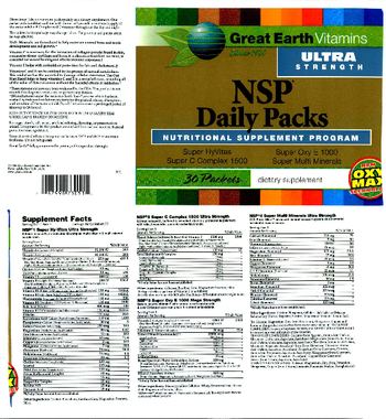 Great Earth Vitamins Ultra Strength NSP Daily Packs NSP 1 Super Hy-Vites Ultra Strength - supplement