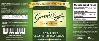 Green Coffee Premium 100% Pure Green Coffee Bean Extract - supplement