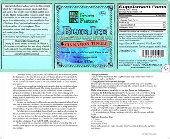 Green Pasture Blue Ice Fermented Cod Liver Oil Cinnamon Tingle - supplement