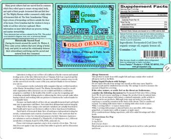 Green Pasture Blue Ice Fermented Cod Liver Oil Oslo Orange - supplement