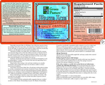 Green Pasture Blue Ice Fermented Skate Liver Oil Spicy Orange - supplement