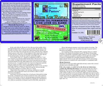 Green Pasture Blue Ice Royal Butter Oil/Fermented Cod Liver Oil Blend Gel Cinnamon Tingle - supplement