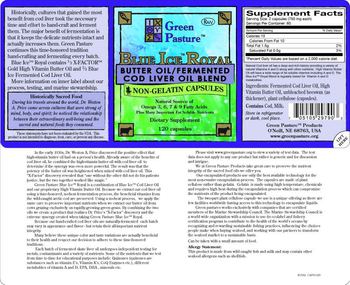 Green Pasture Blue Ice Royal Butter Oil/Fermented Cod Liver Oil Blend - supplement