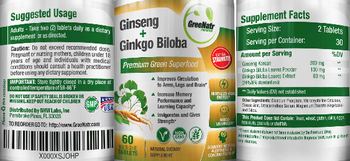 GreeNatr Premium Ginseng + Ginkgo Biloba - natural supplement