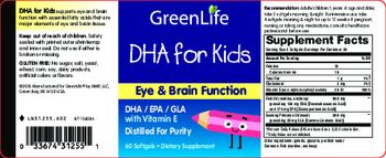 GreenLife DHA For Kids - supplement