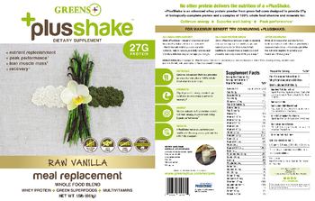 Greens+ +PlusShake Raw Vanilla - supplement