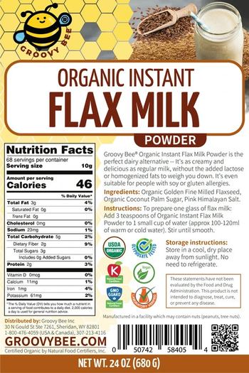 Groovy Bee Organic Instant Flax Milk Powder - supplement