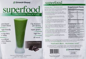Ground-Based NUTRITION superfood Protein Smoothie MILK CHOCOLATE - supplement