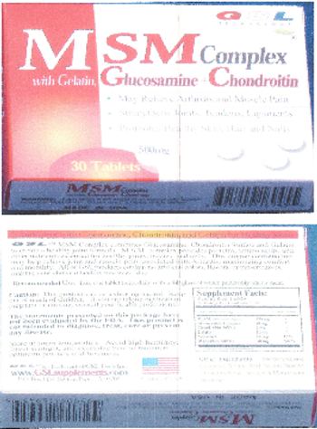 GSL Technology MSM Complex With Gelatin, Glucosamine + Chondroitin - 