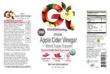 GT Genesis Today Organic Apple Cider Vinegar Plus Blood Sugar Support - supplement