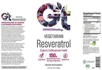 GT Genesis Today Vegetarian Reseratrol - supplement