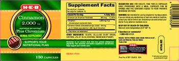 H-E-B Cinnamon 2,000 mg Plus Chromium - herbal supplement
