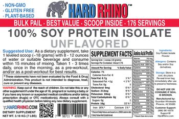 Hard Rhino 100% Soy Protein Isolate Unflavored - supplement