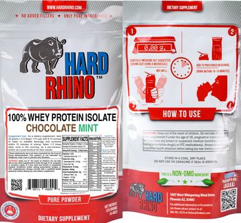 Hard Rhino 100% Whey Protein Isolate Chocolate Mint - supplement