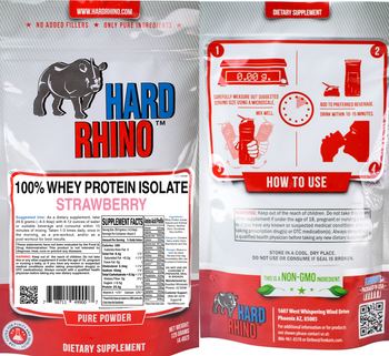 Hard Rhino 100% Whey Protein Isolate Strawberry - supplement