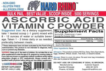 Hard Rhino Ascorbic Acid Vitamin C Powder - supplement