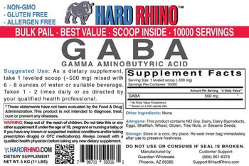Hard Rhino GABA Gamma Aminobutyric Acid - supplement