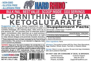 Hard Rhino L-Ornithine Alpha Ketoglutarate - supplement